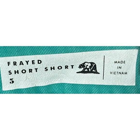 Bullhead Jean Shorts Cut Offs Women Size 5 Green Low Rise Stretch Denim Frayed - Picture 7 of 11